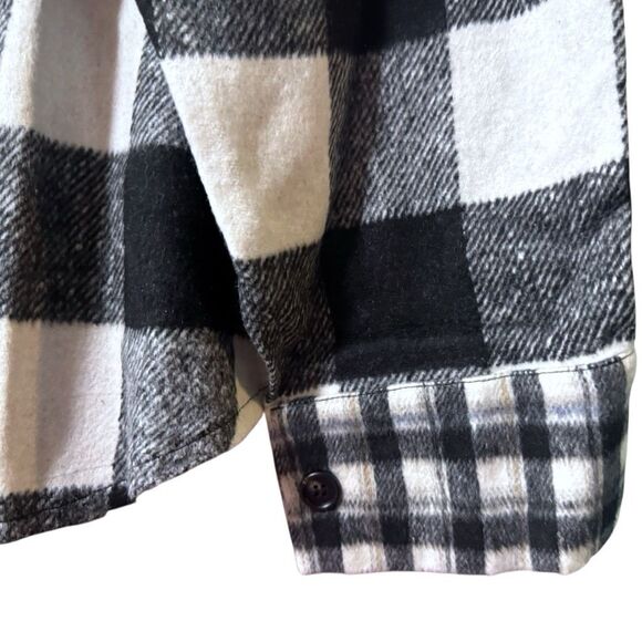 BiBi Black & White Plaid Fleece Button Down Long Sleeve Shirt Size XL NWT - Picture 9 of 13